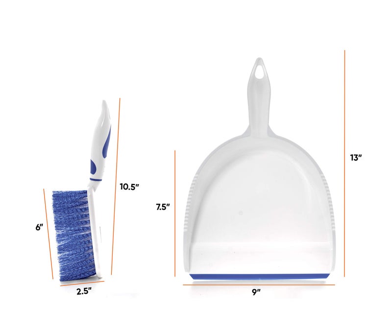 Superio Dustpan and Brush Set, Hand Broom with Ergonomic Grip Handle - Rubber Edge for Easy Dirt Pickup, Durable Material - Blue Hand Brush by Superio - Image 2